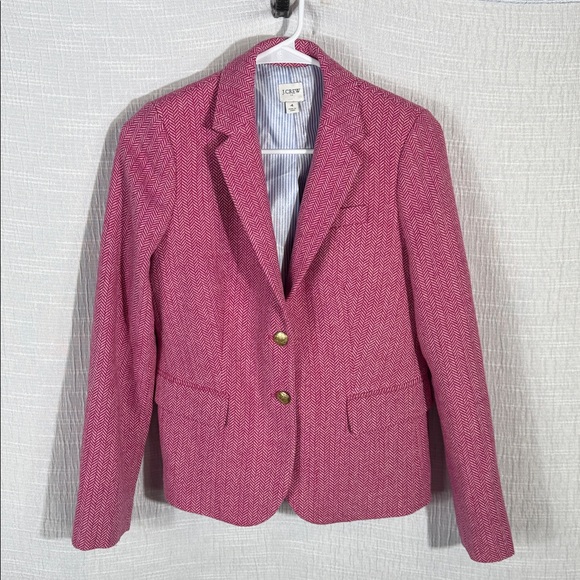 J. Crew herringbone pink wool blazer size 4 - Picture 2 of 8